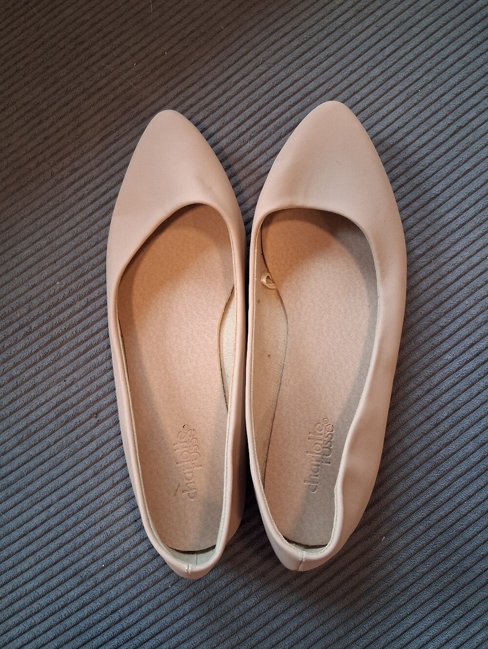 Charlotte Russe Nude Pointed-Toe Ballet Flats
